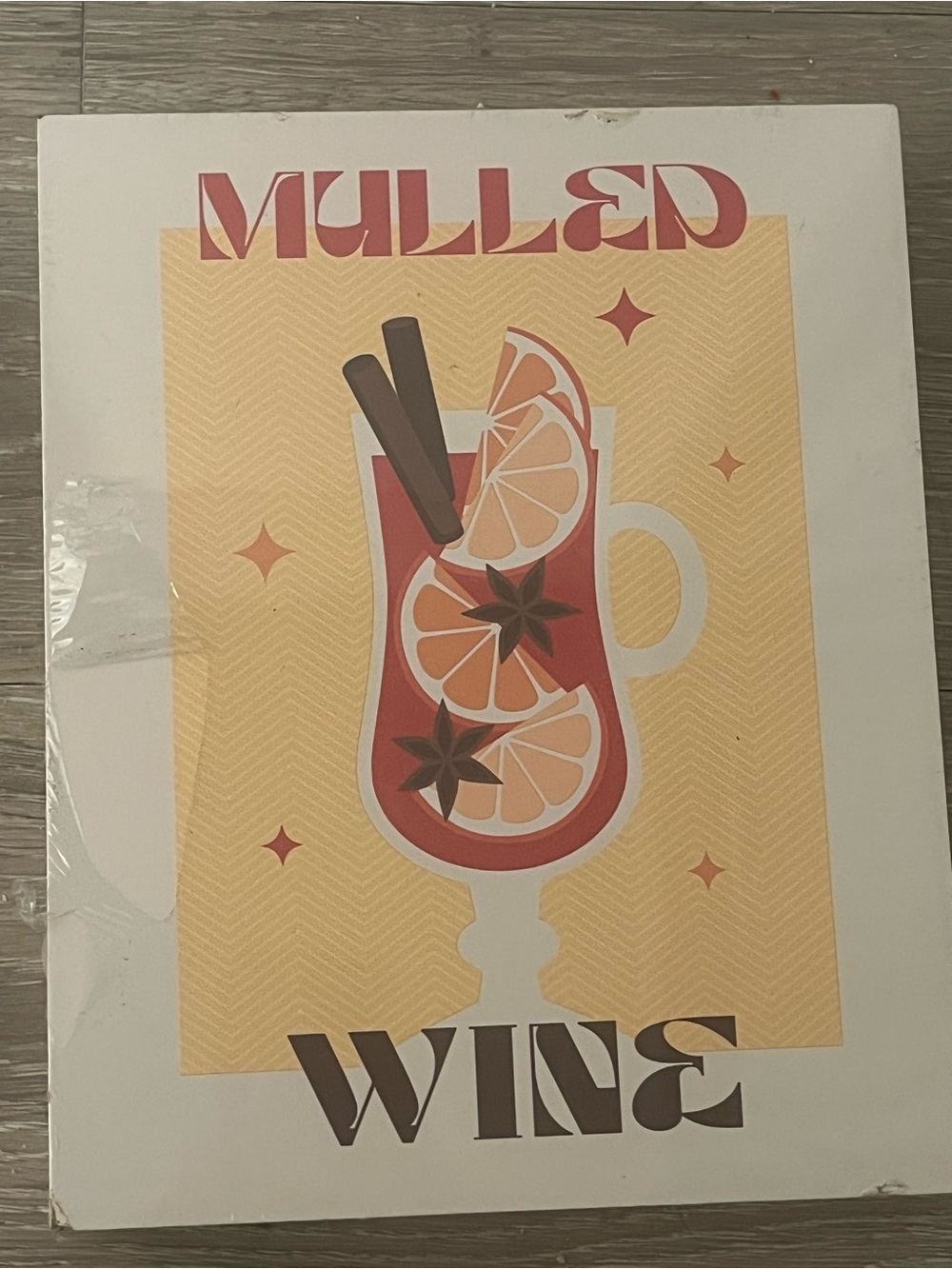 Mulled Wine Wall Art Print - Red and Cream Home Decor